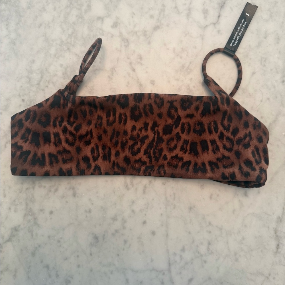 Ark Swimwear, Leopard Square Crop Top Bikini Size Small